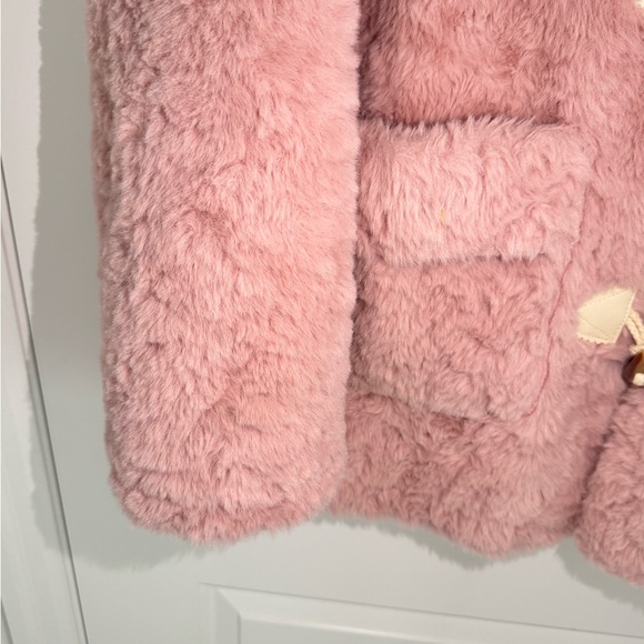 Pink Faux Fur Duffle Coat Teddy Jacket Size M Cute Soft Girl Korean Style - Picture 4 of 9